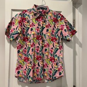 Ralph Lauren Floral Pink Short Sleeve Button Down Men's Shirt